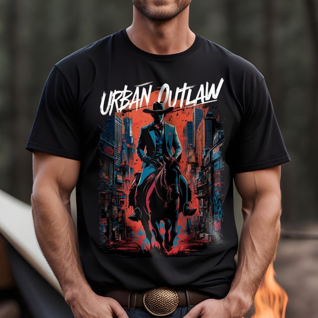 Urban Cowboy Graffiti T-Shirt | Edgy Streetwear (urban outlaw t-shirt)