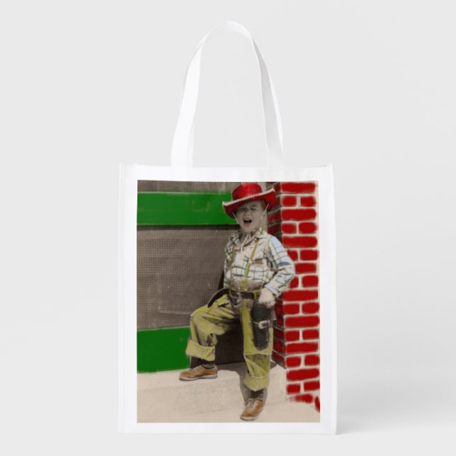 urban cowboy reusable grocery bag (Front)