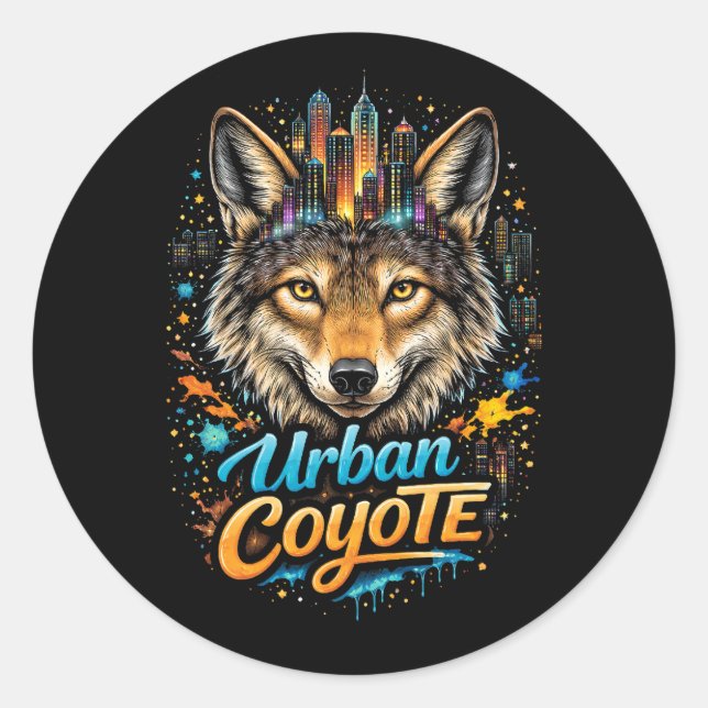Urban Coyote Classic Round Sticker (Front)