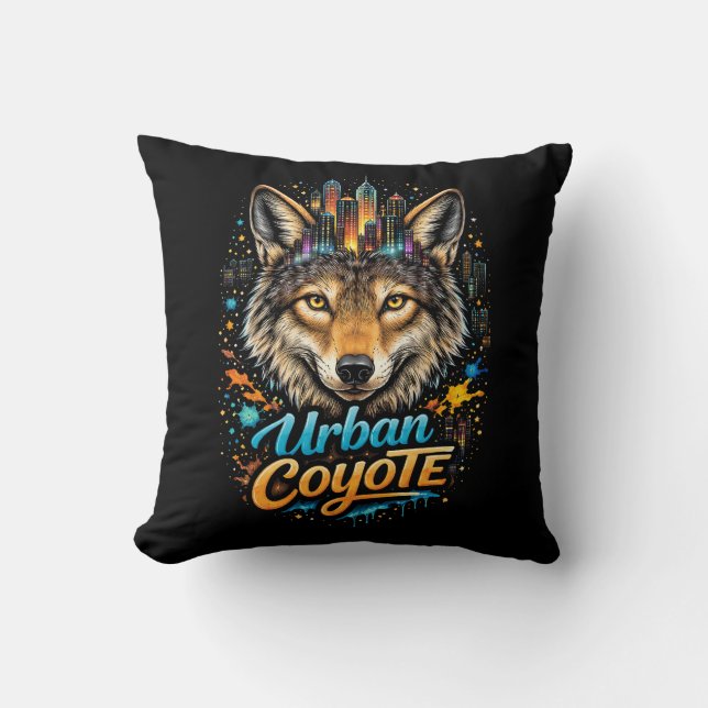 Urban Coyote Throw Pillow (Front)