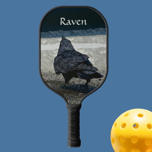 Urban Crow in Shades of Grey and Black Pickleball Paddle