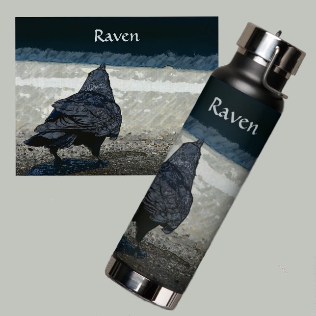 Urban Crow in Shades of Grey and Black Water Bottle (Creator Uploaded)