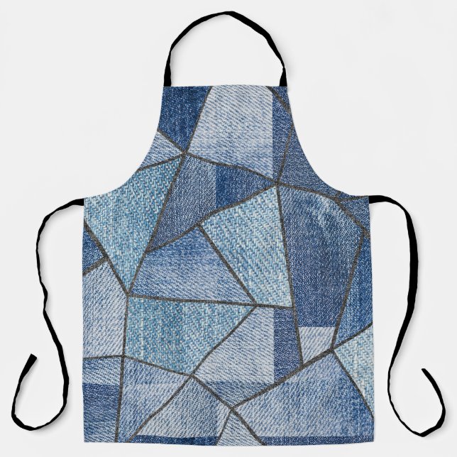 Urban Denim: Distressed Patchwork Design Apron (Front)