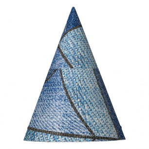 Urban Denim: Distressed Patchwork Design Party Hat