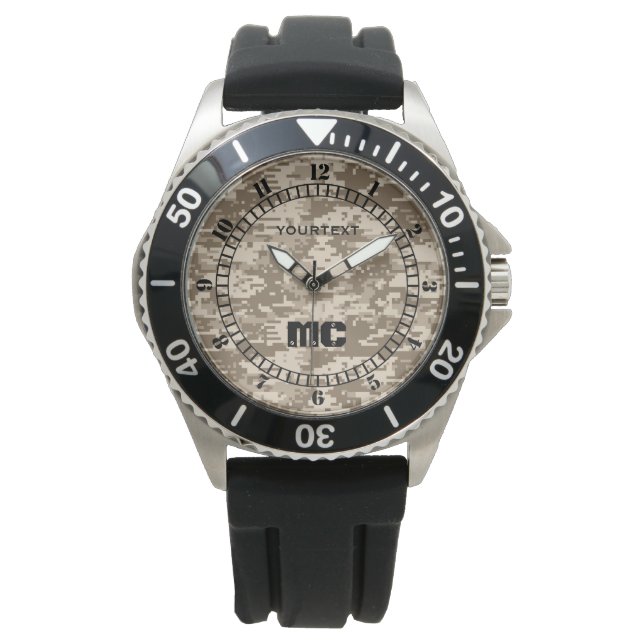 Urban Desert Digital Camouflage Personalized Dial Watch (Front)