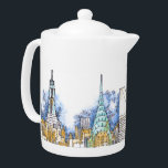 Urban Dish Collection Teapot<br><div class="desc">mugs, pitchers, teapots, coffee servers, dish with my illustrations of NYC architecture</div>