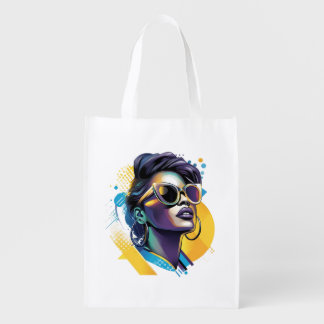 Urban Diva - Bold Vector Portrait of Retro Glamor Grocery Bag