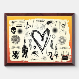Urban Doodle Heart Framed Art - Modern Sketch Award Plaque