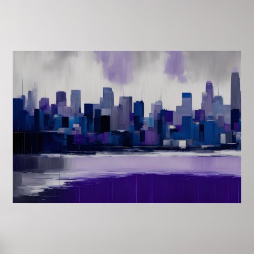 Urban Dream in Oil Abstract Rainscape Dockside Poster