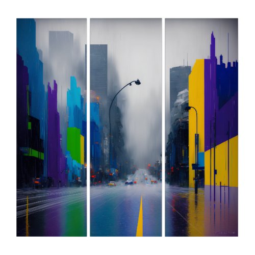 Urban Dream in Oil The Towers _ Acrylic Triptych
