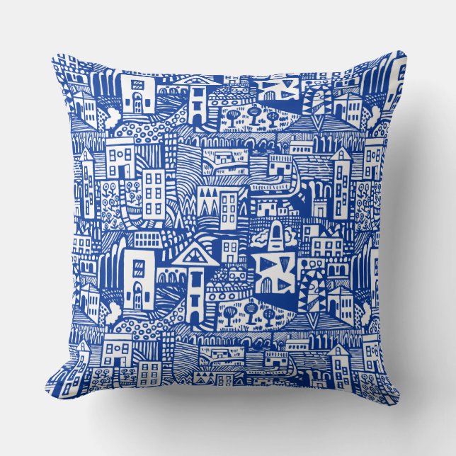 Urban Dream - Navy Blue Throw Pillow (Front)