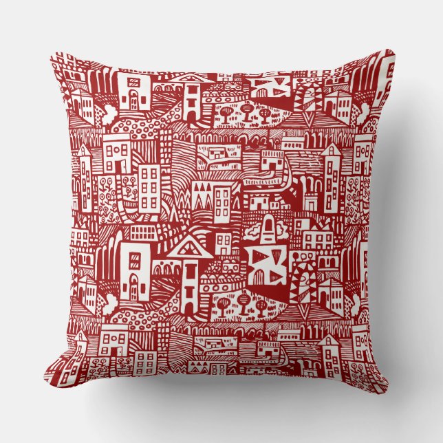 Urban Dream - Ruby Red Throw Pillow (Front)