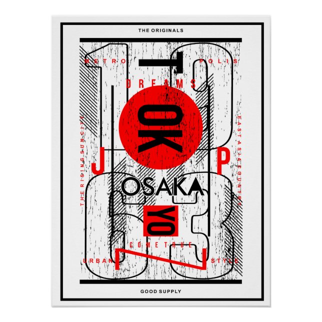  "Urban Dreams: Osaka & Tokyo Typography Art Poster (Front)