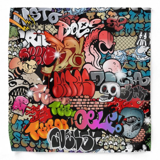 Urban dynamic street art Graffiti art pattern Bandana