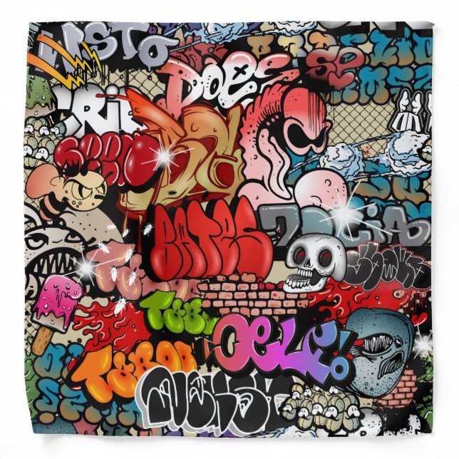Urban dynamic street art Graffiti art pattern Bandana (Front)