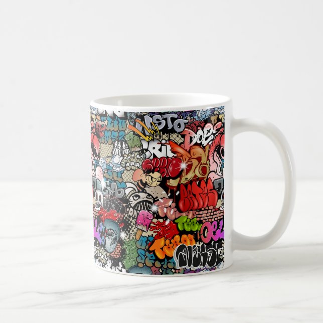 Urban dynamic street art Graffiti art pattern Coffee Mug (Right)