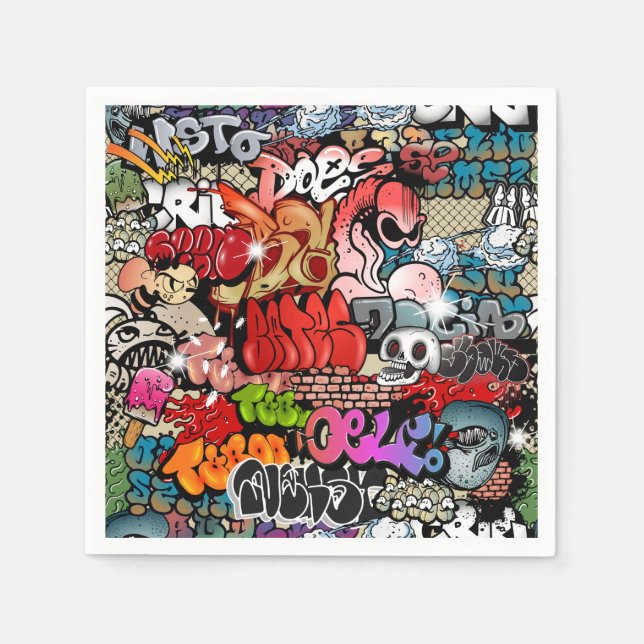 Urban dynamic street art Graffiti art pattern Paper Napkins (Front)
