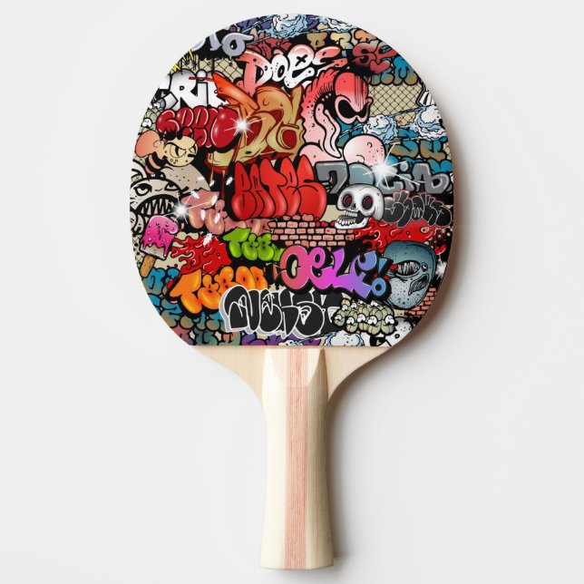 Urban dynamic street art Graffiti art pattern Ping Pong Paddle (Front)