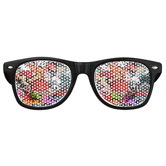 Urban dynamic street art Graffiti art pattern Retro Sunglasses (Front)