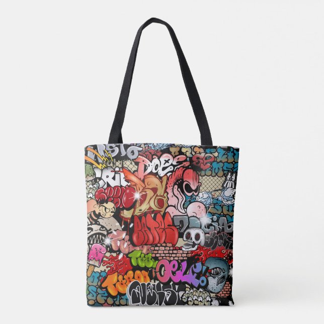 Urban dynamic street art Graffiti art pattern Tote Bag (Back)