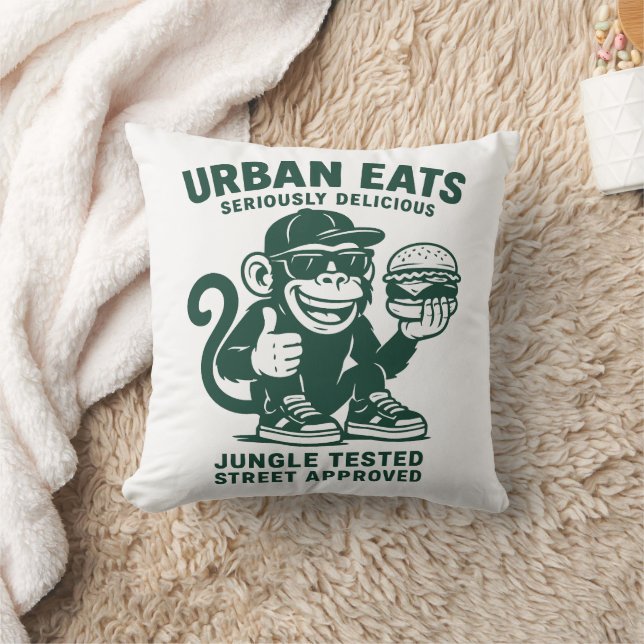 Urban Eats Throw Pillow (Blanket)