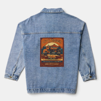 Urban Edge: Life's Tough Denim Jacket with Helmet 