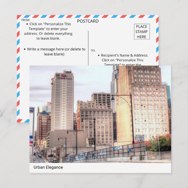 Urban Elegance: Downtown Skyline Postcard (Front/Back)