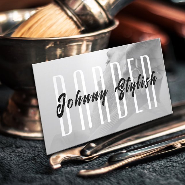 Urban elegant gray tone barber business card (Creator Uploaded)