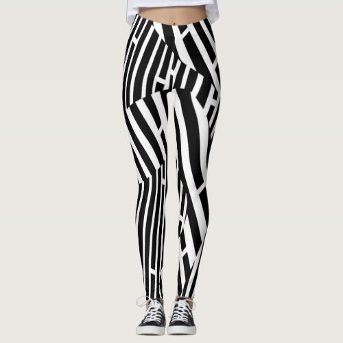 Urban Element BW Abstract Zebra Stripes Yoga Leggings