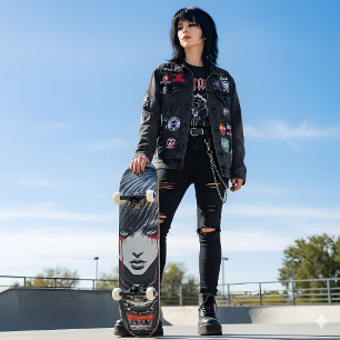Urban Emo Cyberpunk Girl Anime Skateboard Deck