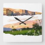 Urban Escape Artist City to Nature Sunset Design Square Wall Clock