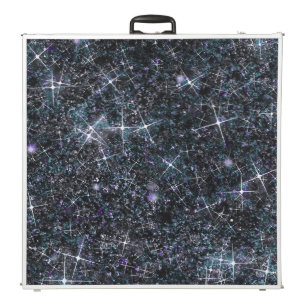 Urban Fantasy Black Silver Solid Faux Glitter Beer Pong Table