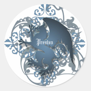 Urban Fantasy Blue Griffin Add Name Stickers
