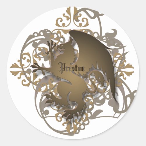Urban Fantasy Bronze Griffin Add Name Stickers