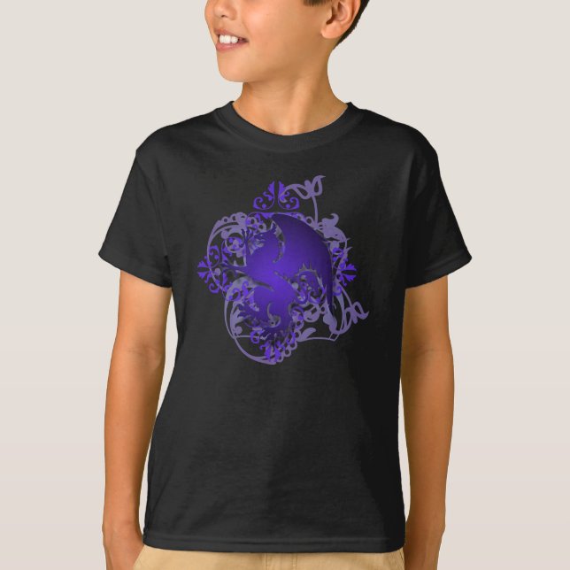 Urban Fantasy Purple Griffin Grunge Kids T-Shirt (Front)