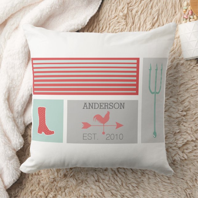 Urban Farm Pattern Throw Pillow (Blanket)