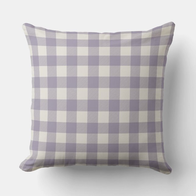 Urban Farmhouse Buffalo Plaid | Summer Blue Outdoor Pillow (Front)