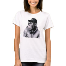 Urban Fashion Monkey With Headphones Casual White