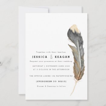 Urban Feather Wedding Invite by RedefinedDesigns at Zazzle