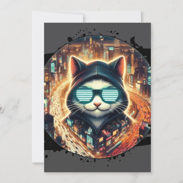 Urban Feline Guardian Invitation (Front)