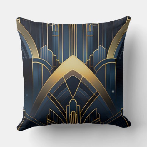 Urban flashlight in Art Deco Throw Pillow