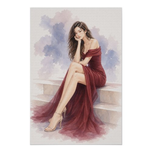 URBAN FLUID ELEGANCE — Crimson Harmony Poster