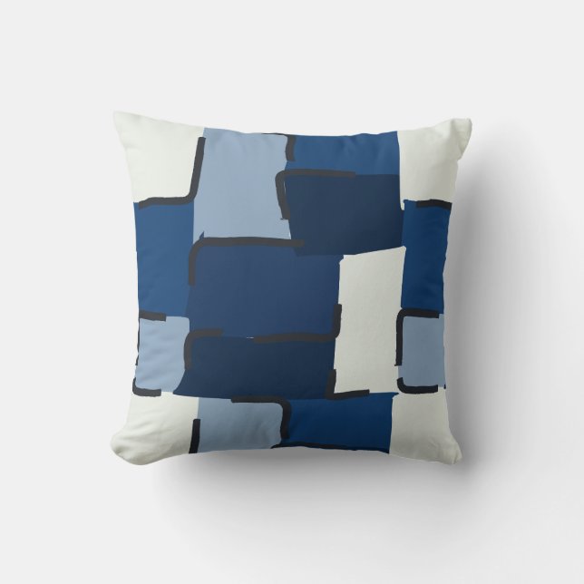 Urban Geo | Cobalt Cool | Hero Pattern Throw Pillow (Front)