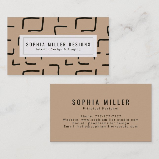 Urban Geo | Neutral Beige | Blender Pattern Business Card (Front/Back)