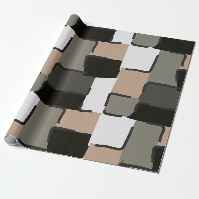 Urban Geo | Onyx Neutral | Hero Pattern Wrapping Paper (Unrolled)