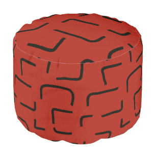 Urban Geo Vintage Red Blender Pattern Pouf