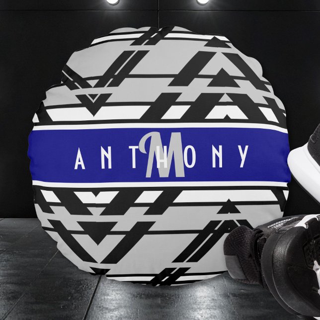 Urban Geometric Teen Room Personalized Round Pillow (Creator Uploaded)