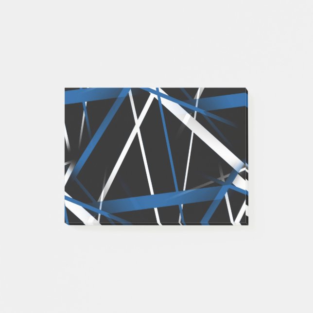 Urban Geometry Black White Blue Post-it Notes (Front)