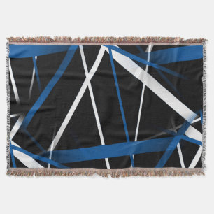 Urban Geometry Black White Blue Throw Blanket