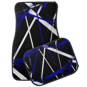 Urban Geometry Black White Royal-Blue Car Floor Mat